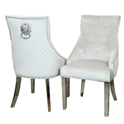 Louis Round White Marble & Lion chairs