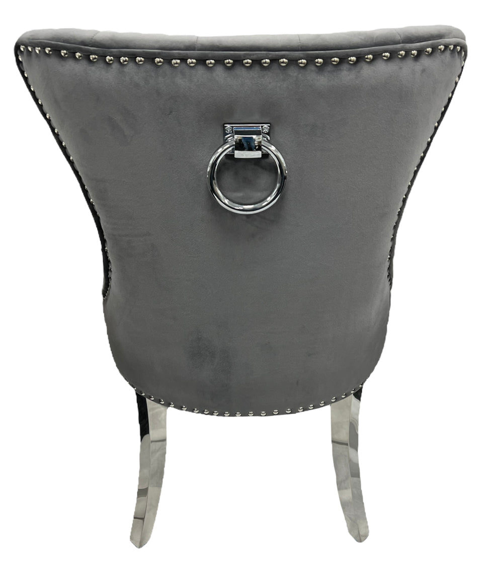 Chelsea Dark Grey Chair Ring Knocker Chrome Legs