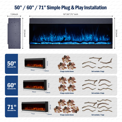 Clarendon Borderless Glass Fire - 50"