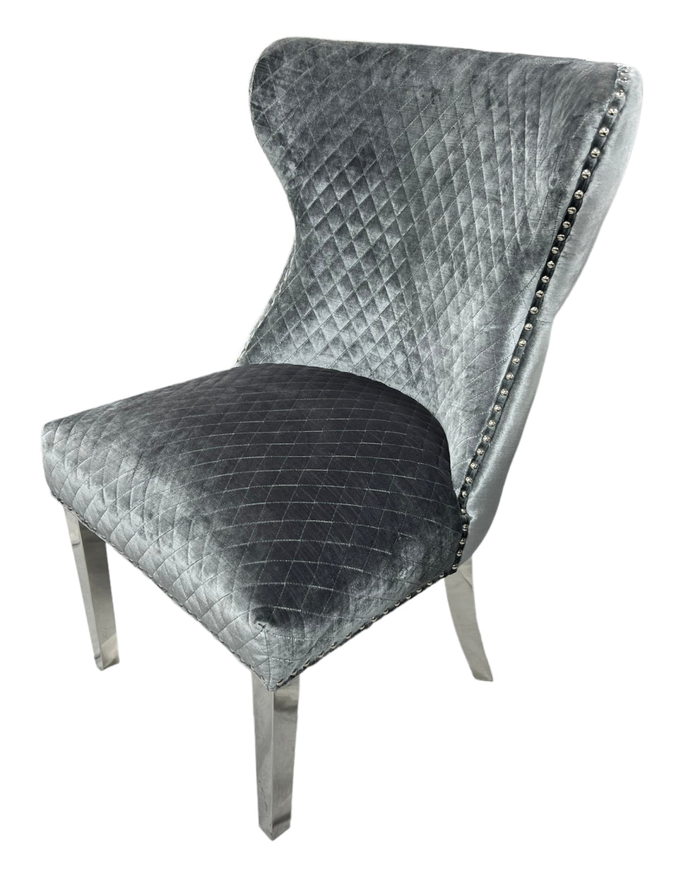 Lewis Silver Grey Chair Lion Knocker Chrome Legs