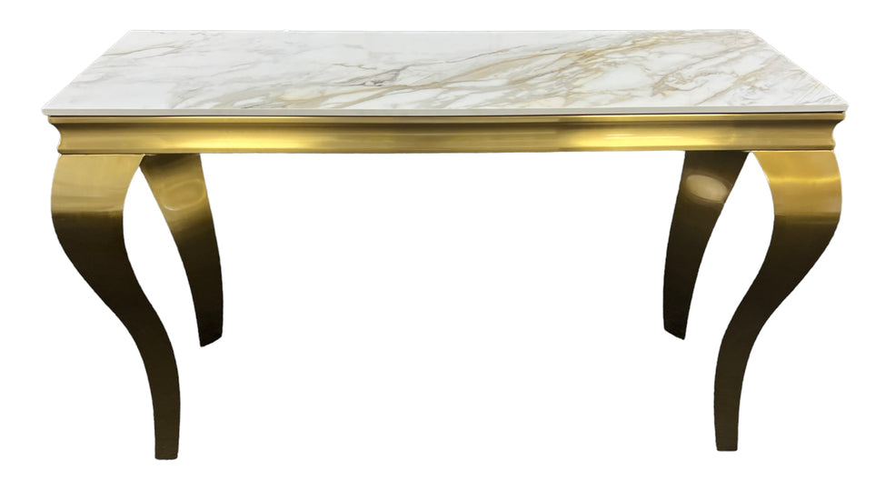 Arrianna Console Gold & White Marble