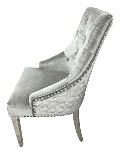 Roma Silver Chair Lion Knocker Chrome Legs
