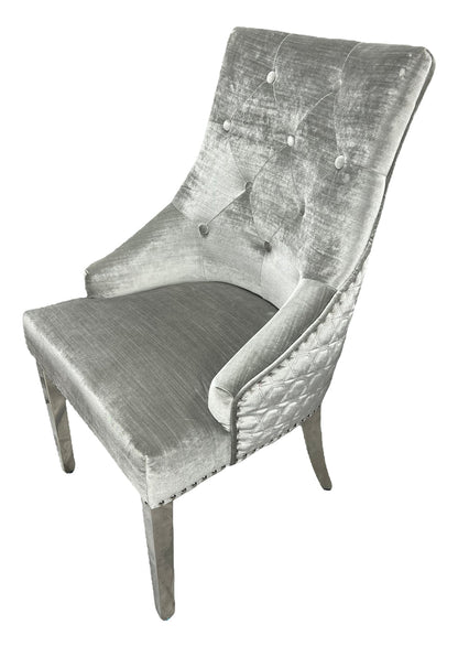 Roma Silver Chair Lion Knocker Chrome Legs