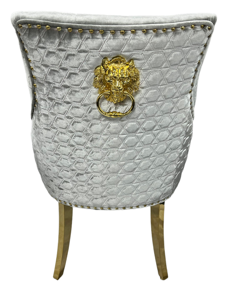 Roma Silver Chair Lion Knocker Gold Legs