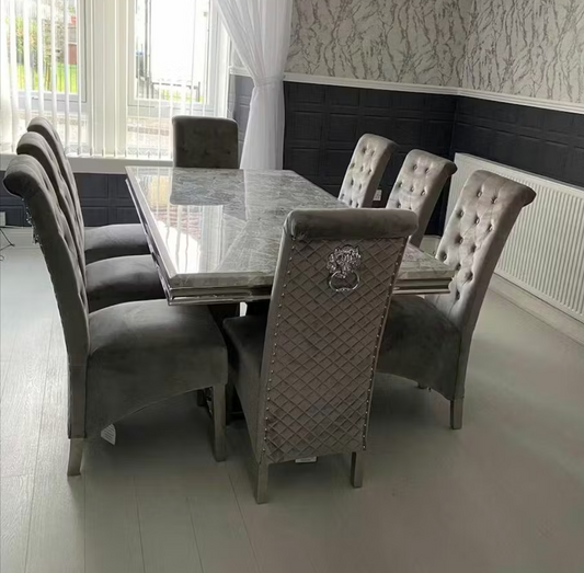 Arial Grey Marble 180cm Dining Table & 6 Chairs