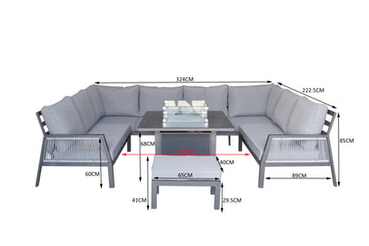 BETTINA U-SHAPED SOFA SET GREY BY SIGNATURE WEAVE