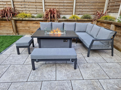 Bettina Corner Sofa Set With Gas Lift Firepit Table