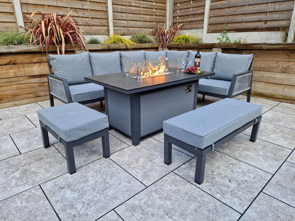 Bettina Corner Sofa Set With Gas Lift Firepit Table