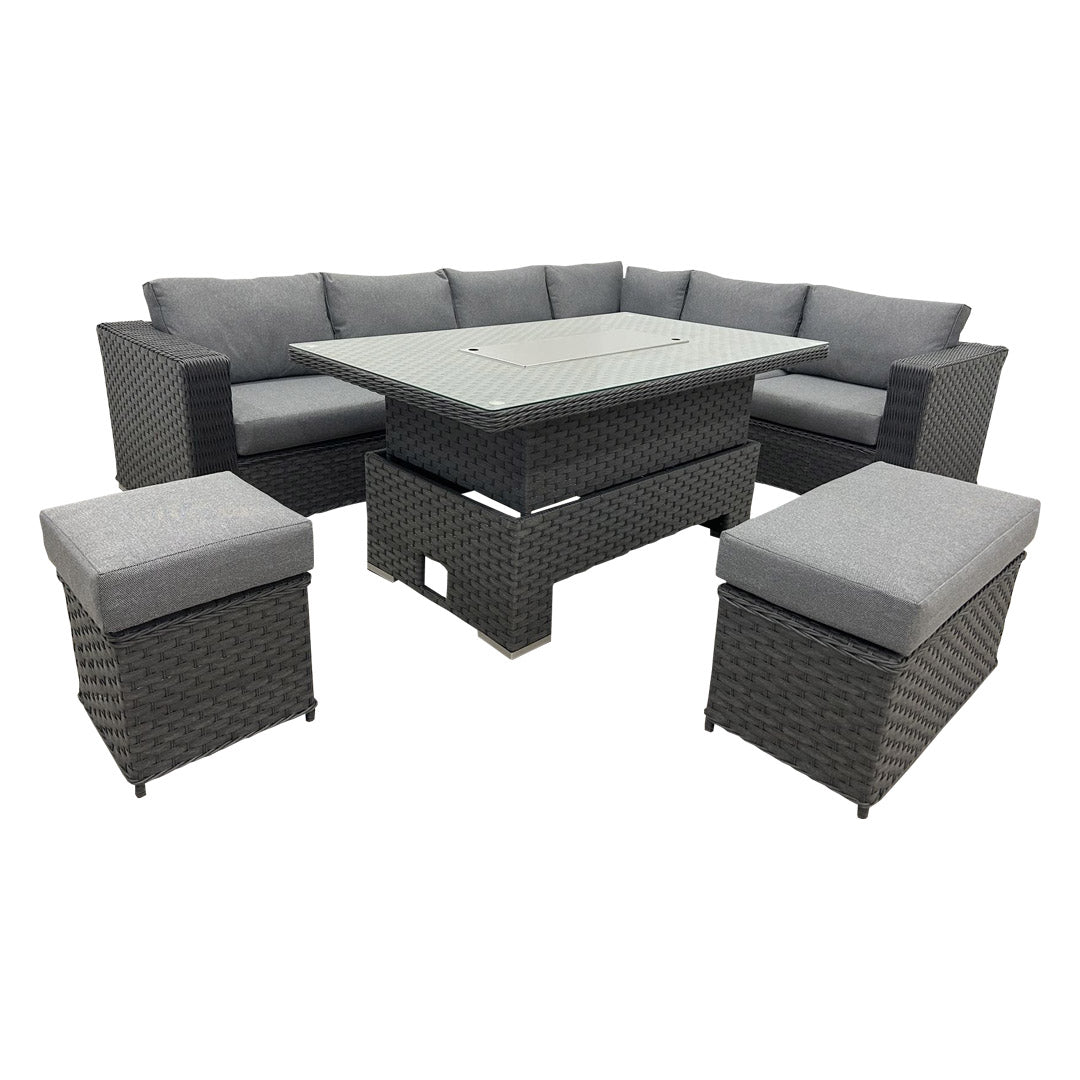 CORNER RISING DINING SET WITH FIRE PIT
