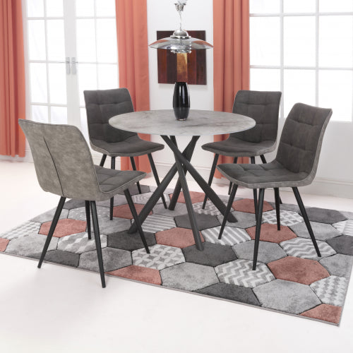 Avesta Grey & 4 Rodeo Dark Grey Dining Set