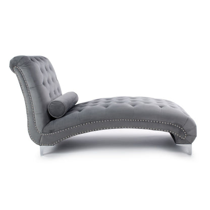 Dorchester Grey Velvet Chaise