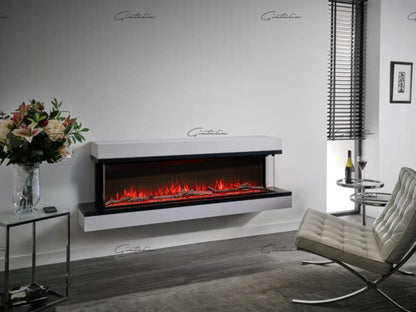 Luvelle - Media Wall - Panoramic 3 Sided Insert - Electric Fire - Black - 60"