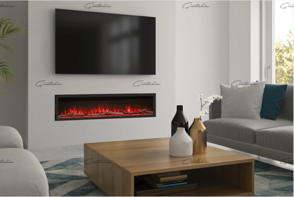 Luvelle - Media Wall - Panoramic 3 Sided Insert - Electric Fire - Black - 60"